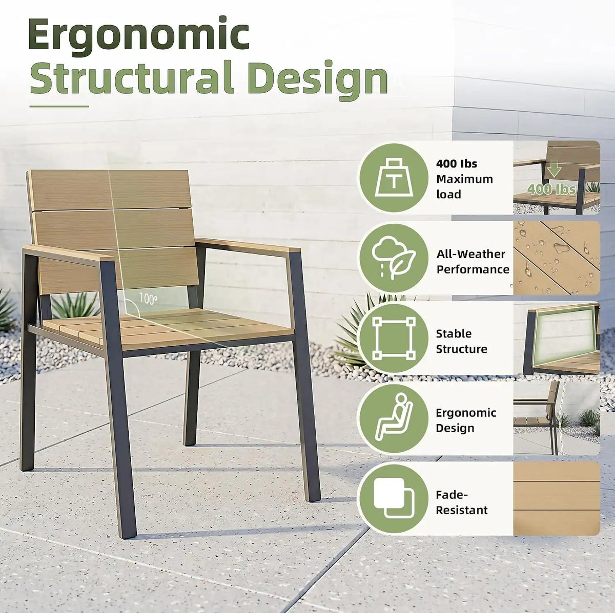 Outdoor Table and Chairs for 4 Aluminum Patio Dining Set with Umbrella Hole