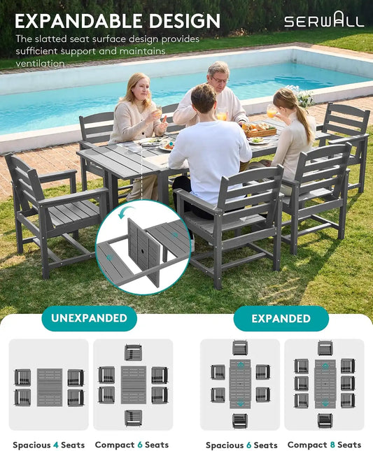 SERWALL Outdoor Expandable Dining Table 60" - 83", Grey