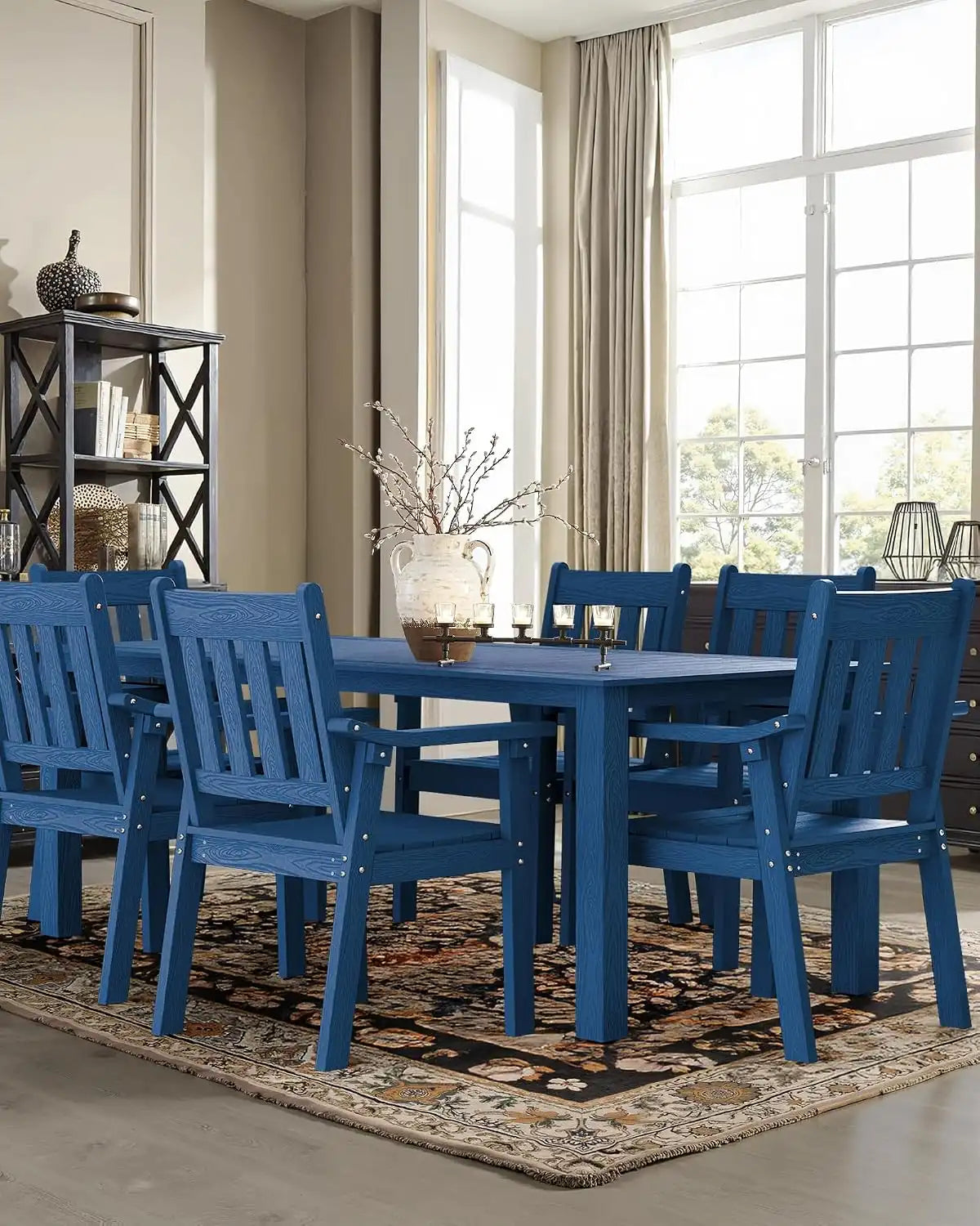 YEFU Outdoor Patio Chairs Set of 2, Weather Resistant HIPS, Blue