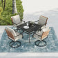 Grand patio 5-Pc Outdoor Swivel Dining Set, 4 Gray Chairs + Table, Black