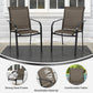 SUNCROWN 8 - Piece Outdoor Dining Set, Patio Furniture Set with 6 Textilene Dinning Chairs, 53" Metal Round Table and 1 Brown 9Ft Patio Umbrella for Lawn Garden Backyard Deck, Brown