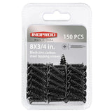#8 X 3/4" Black Screw,Flat Head Phillips Wood Screw, Electroplating Black Carbon Steel, #8 X 3/4-Inch,150Pcs