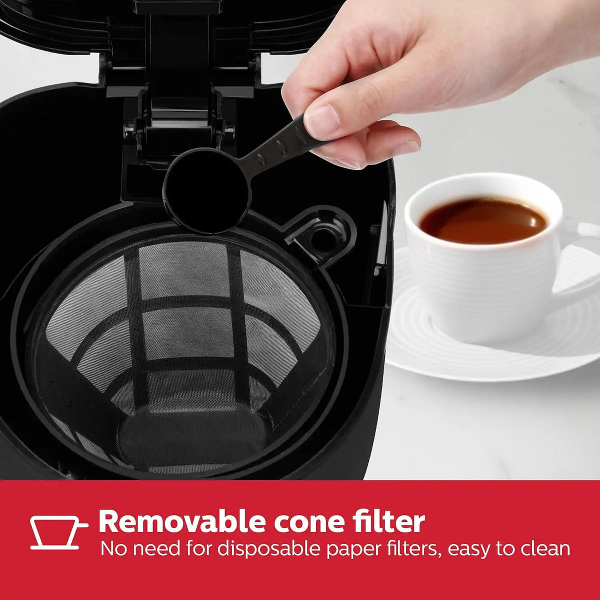 Holstein Housewares 5-Cup Programable Coffee Maker, Convenient and User Friendly, Black and Stainless Steel with Auto Pause and Serve Function, Glass Carafe