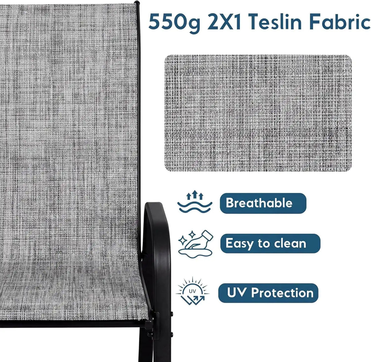 Arlopu 5 Pieces Outdoor Patio Dining Set, Glass Table and Textilene Chair