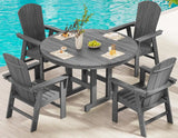 SERWALL 5-Piece Patio Dining Set, 45" Table & 4 Adirondack Chairs, Grey