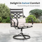 PHI VILLA Patio Dining Set, Swivel Chairs, Square Metal Table