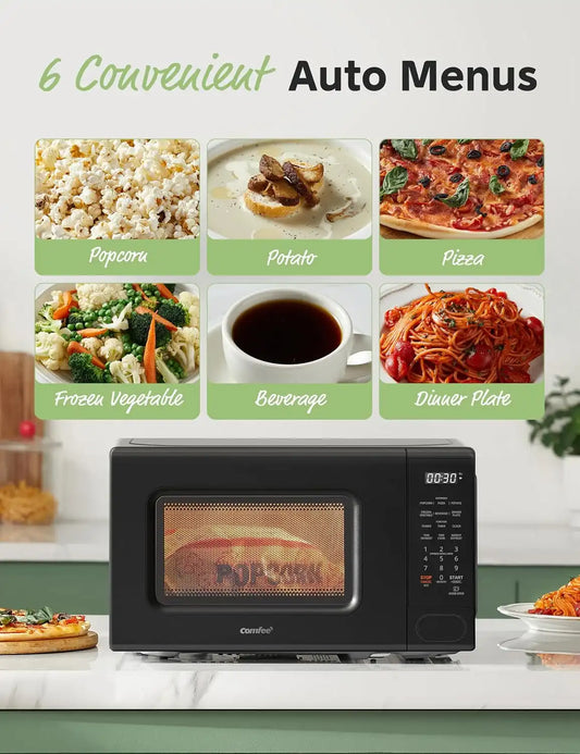 COMFEE' Countertop Microwave Oven 0.7 Cu.Ft, 700W, Black, Child Lock