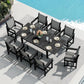 SERWALL HDPE Outdoor Dining Set for 8 with Textilene Chairs, Black