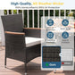 Wisteria Lane Rattan Patio Table and Chairs Set with Acacia Wood Tabletop