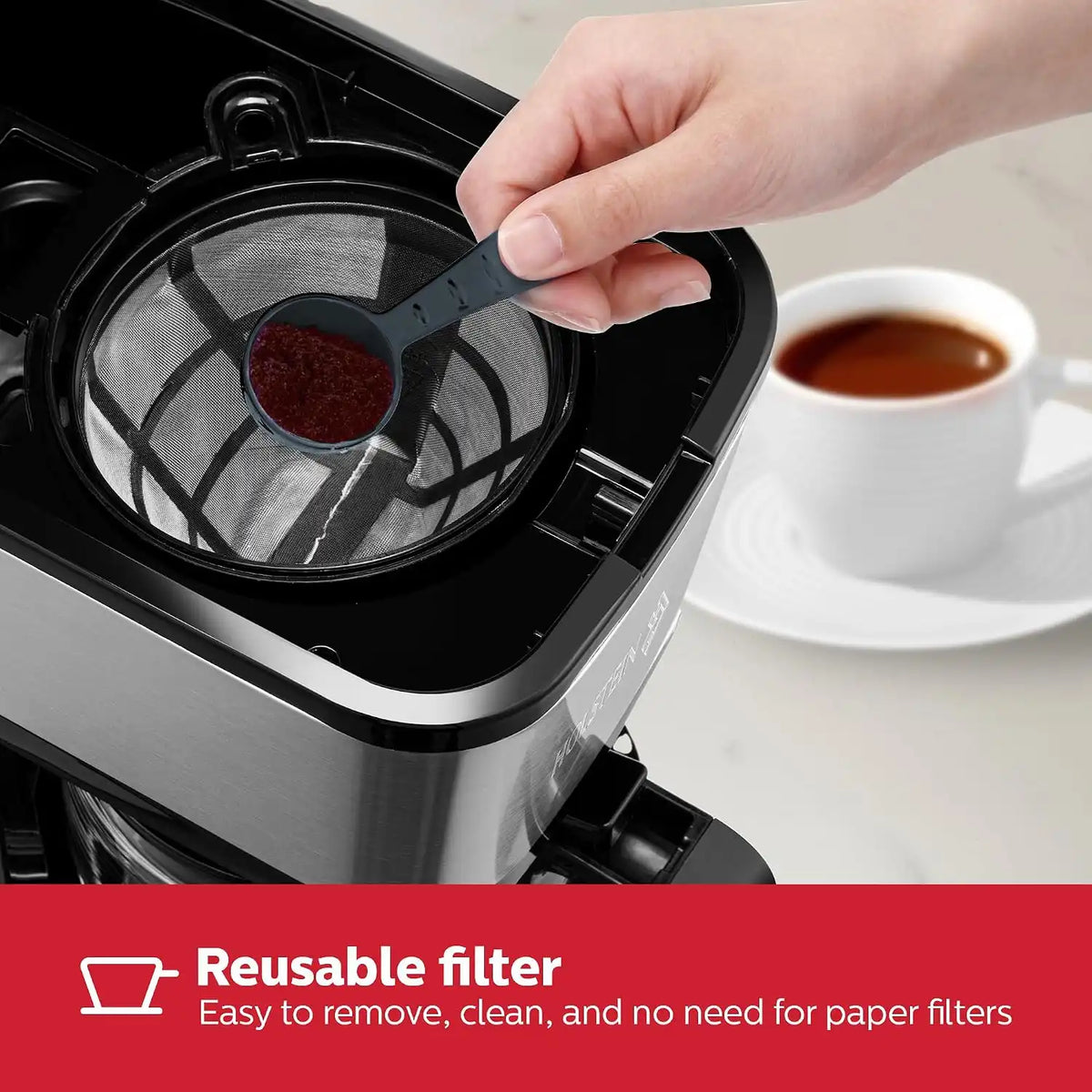 Holstein Housewares Simply Brew Stainless Steel Drip Coffee Maker 5 Cup Coffee with Reusable Filter, Drip Free, Dishwasher Safe Pot, Black