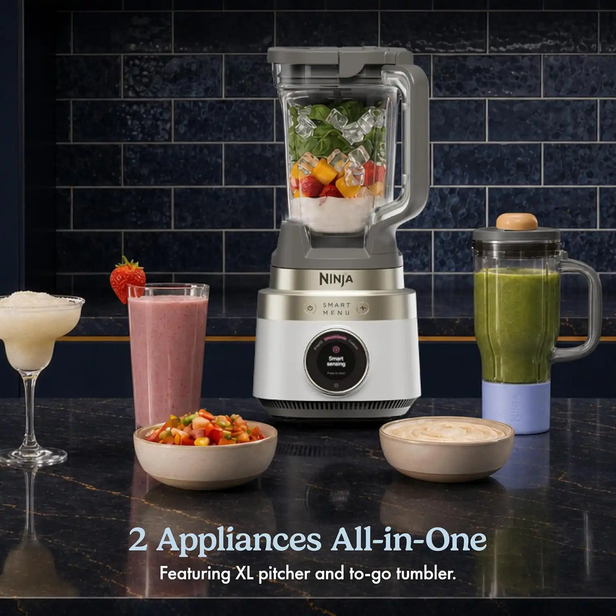 Ninja CrushBOSS 2-in-1 Blender & Tumbler, Amazon Exclusive Bone & Champagne