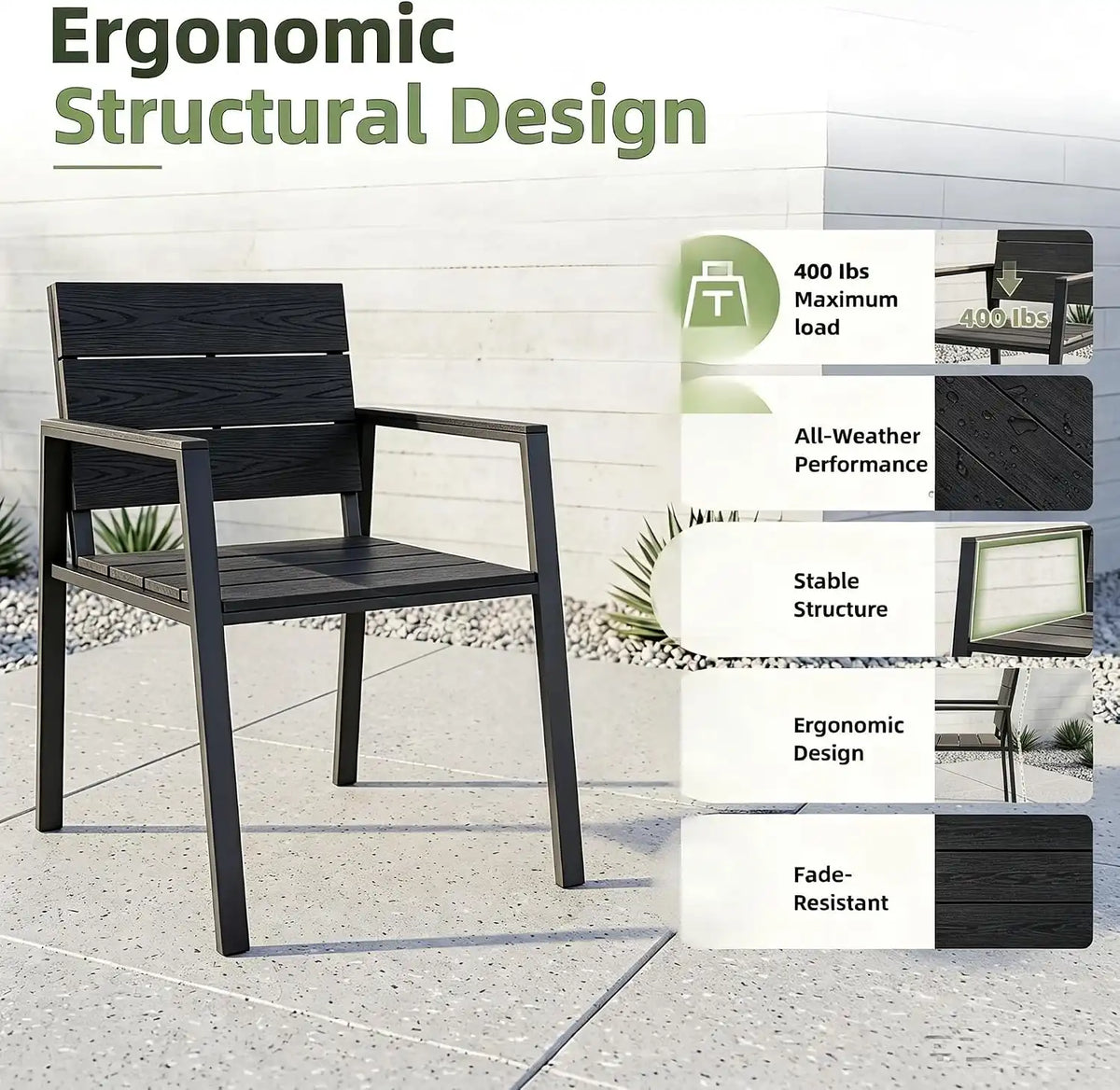 LazySunsets Outdoor Dining Set with Umbrella Hole (Blacky, 7 Piece)