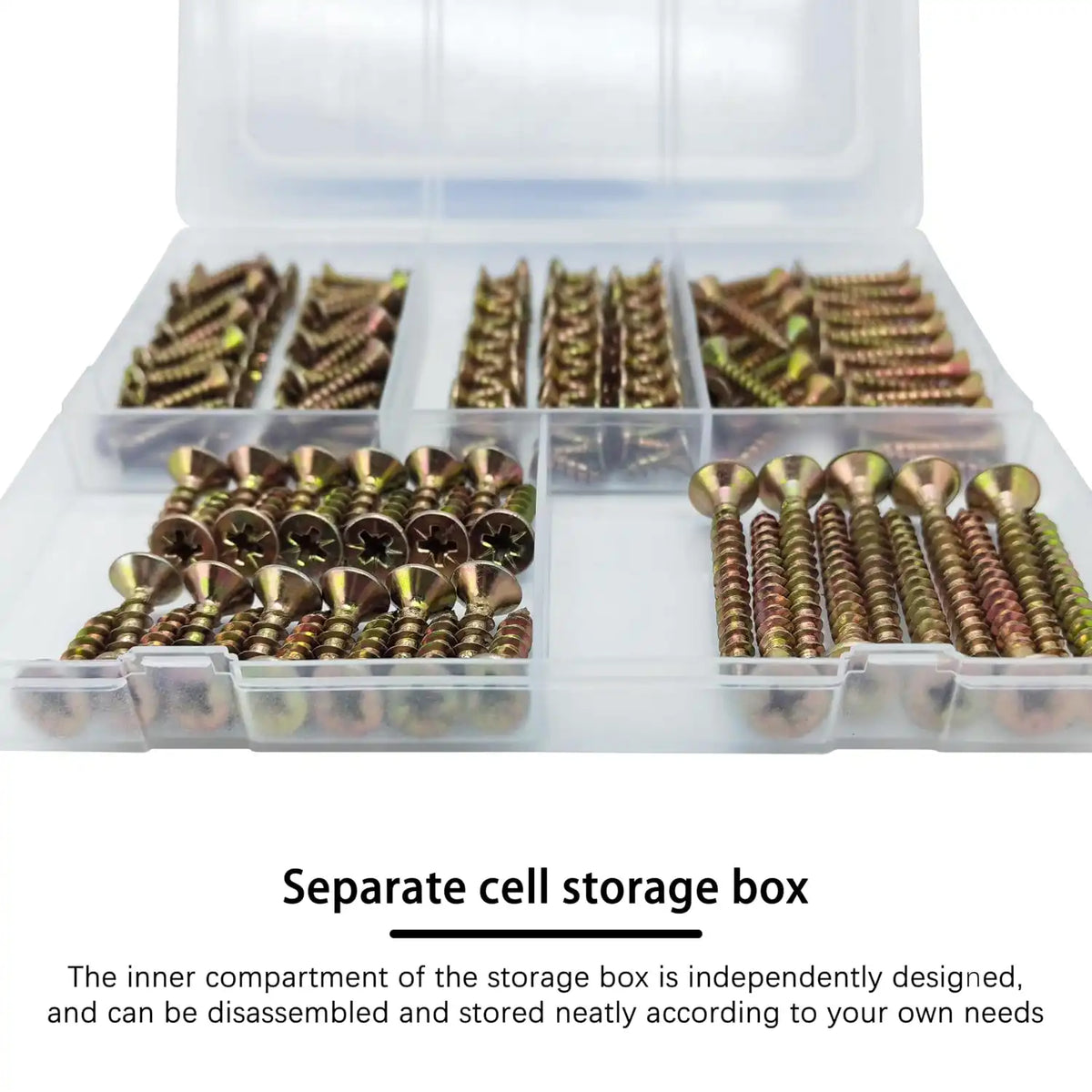 Wood Screws Assortment Kit, 175Pcs, #6#8#10 Self Tapping Screws, Yellow Zinc Plated, Flat Head Phillips Screws Set, Assorted Screws, Screw Assortment, Length 1/2, 3/4, 1, 1-1/2 Inch, Gold
