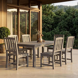 Perli™ 7-Piece Outdoor Dining Set, All-Weather HDPE Patio Table and 6 Chairs with Umbrella Hole, UV-Resistant Composite Wood Dining Furniture for Deck, Backyard, Poolside, Grey