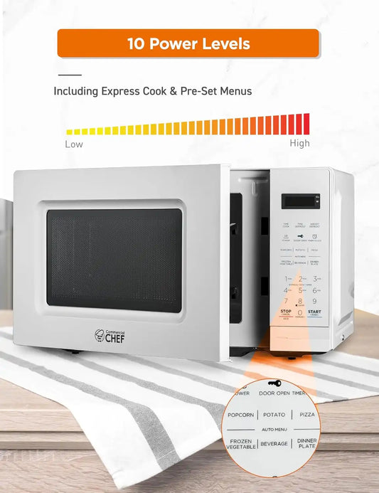 Commercial Chef 0.7 Cu. Ft. Countertop Microwave Oven, CHM7MW, White