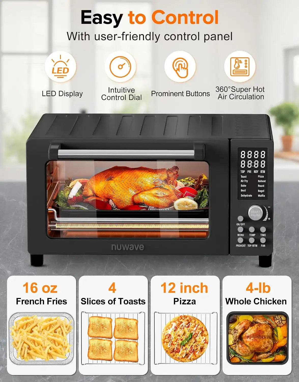 Nuwave Bravo Pro Smart Air Fryer Toaster Oven Countertop Combo