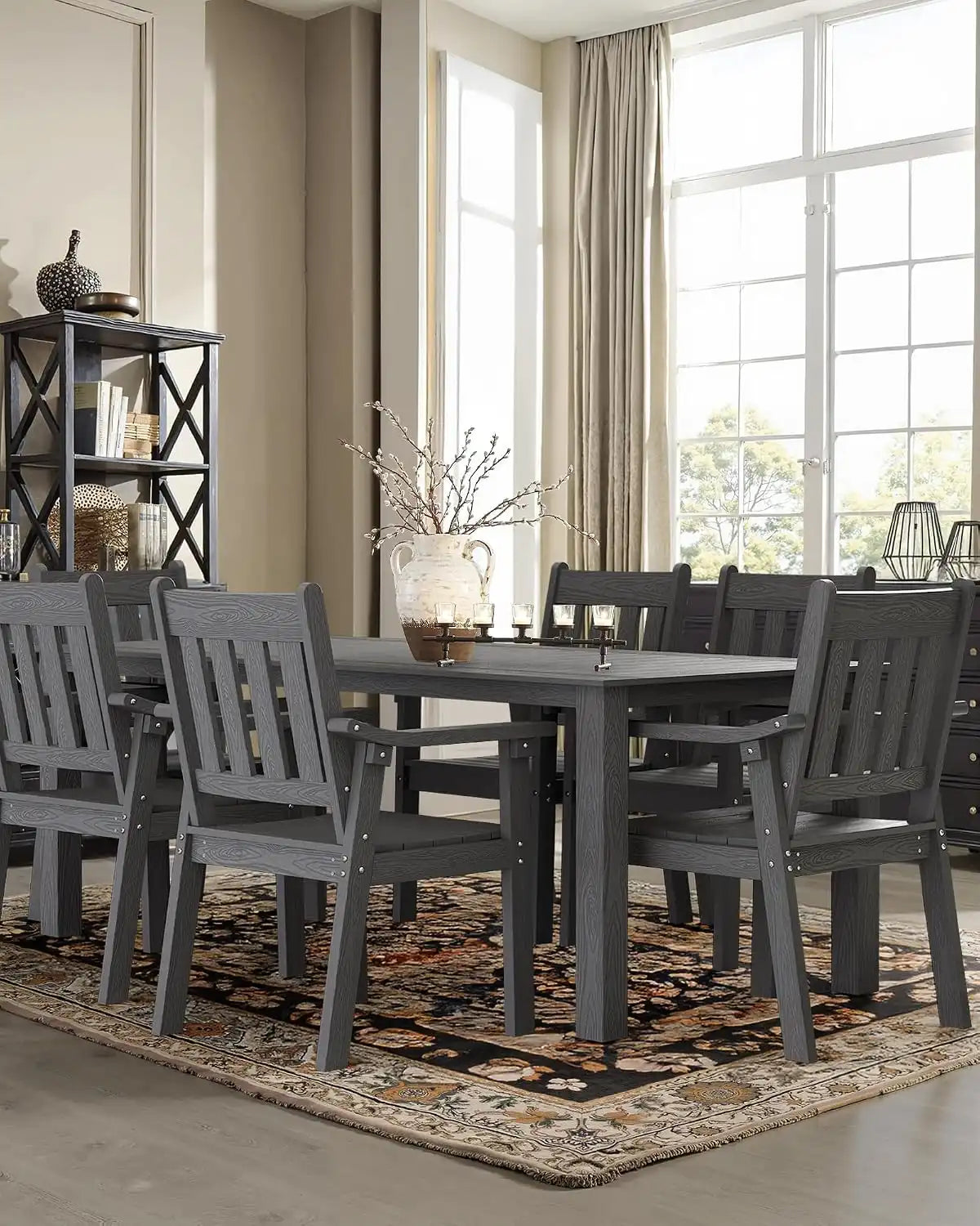 YEFU Patio Dining Chairs Set of 6, Weather Resistant HIPS, Teak