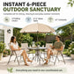 6-Piece Patio Dining Set for 4 with Umbrella (Beige)