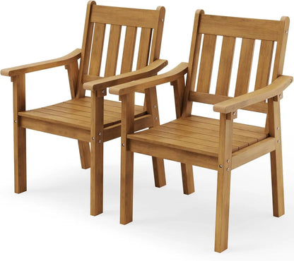 YEFU Outdoor Patio Chairs Set of 2, Weather Resistant HIPS, Teak