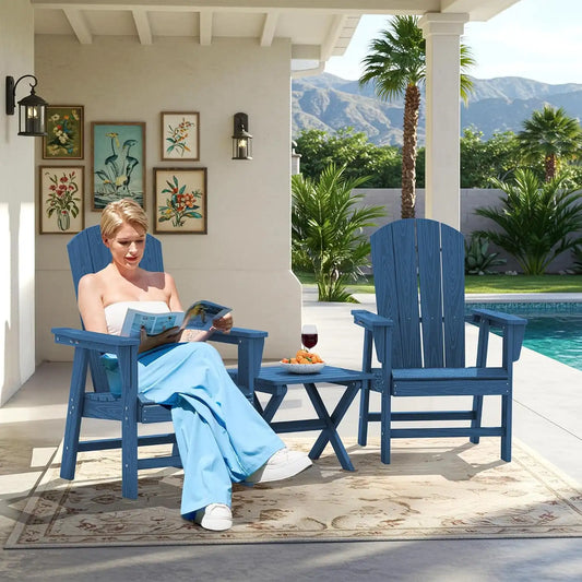 SERWALL Outdoor Adirondack Dining Chair Set of 2, All Weather HDPE, Navy