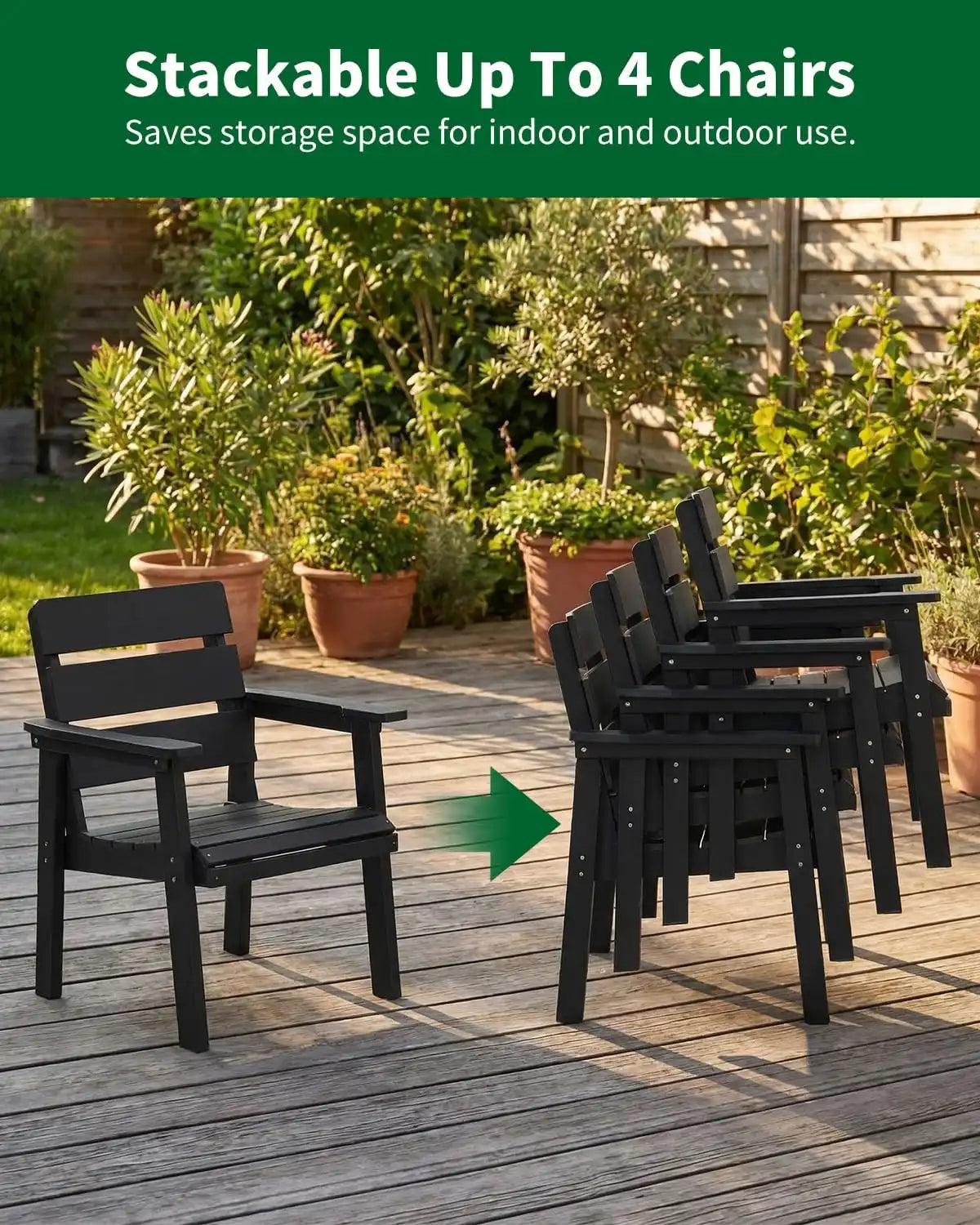 5pcs Patio Dining Set with Umbrella Hole Table & 4 Chairs, Black
