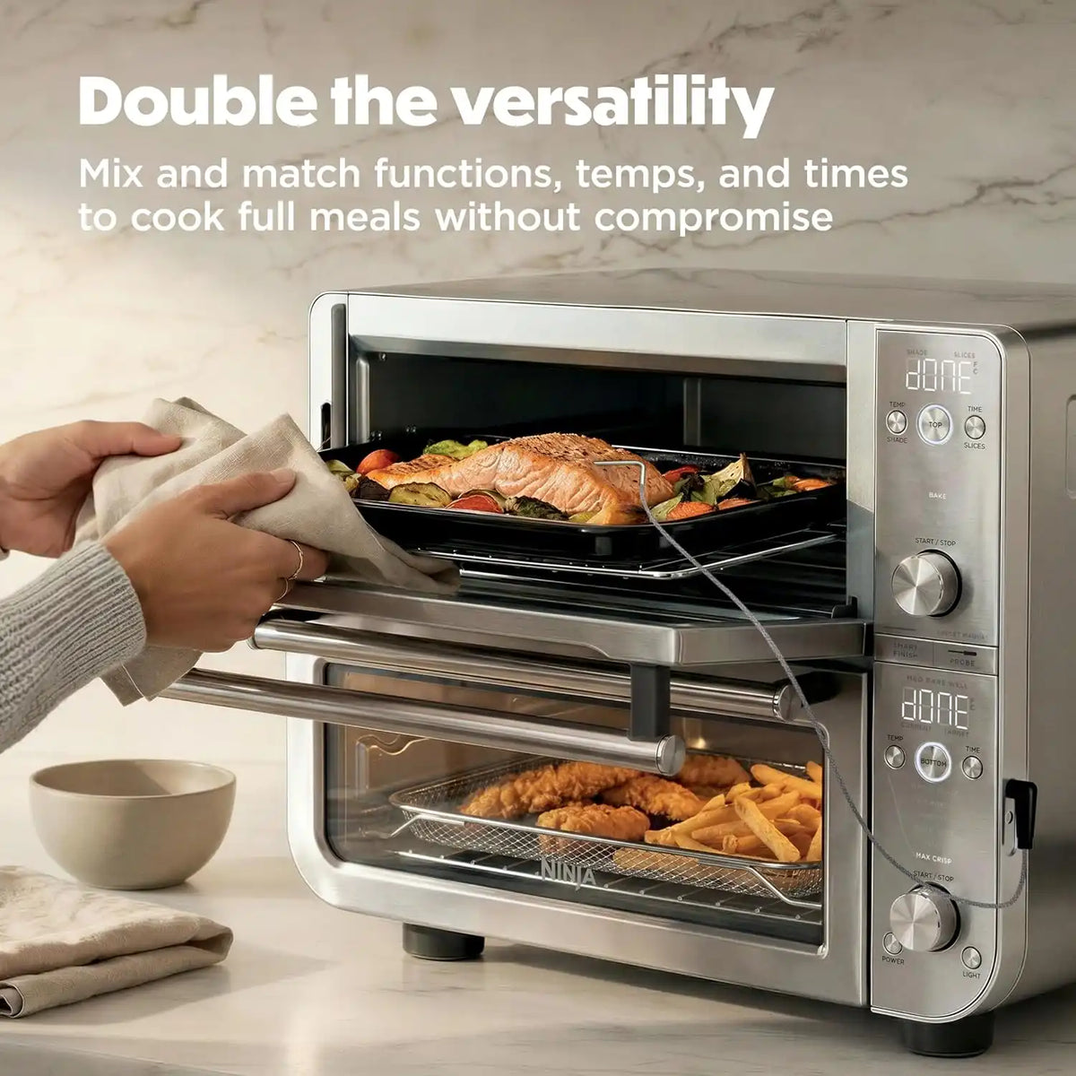Ninja Double Oven Pro Smart XL, 12-in-1, Thermometer, Silver, DCT871