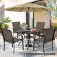 SUNCROWN 6 - Piece Outdoor Dining Set, Patio Furniture Set with 4 Textilene Dinning Chairs, 41" Metal Round Table and 1 Brown 9Ft Patio Umbrella for Lawn Garden Backyard Deck, Brown