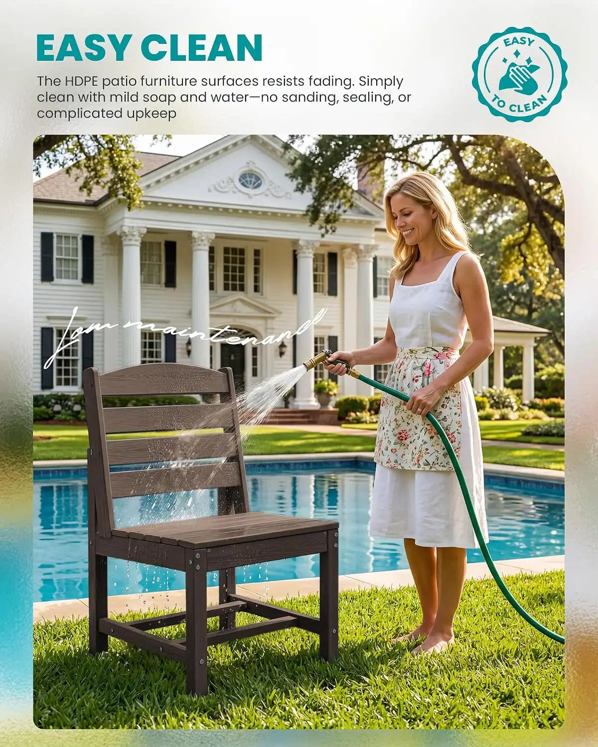SERWALL HDPE Outdoor Dining Furniture, Outdoor Dining Set for 10, Coffee