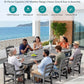 SERWALL 9Pcs HDPE Outdoor Dining Set w/6 Armless, 2 Armchairs for 8,Gray