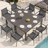 Outdoor Dining Set for 8, Aluminum Patio Table and Chairs Set, 10-Piece All Weather Patio Dining Furniture Set with Umbrella Hole for Backyard, Deck, Poolside (Charcoal)