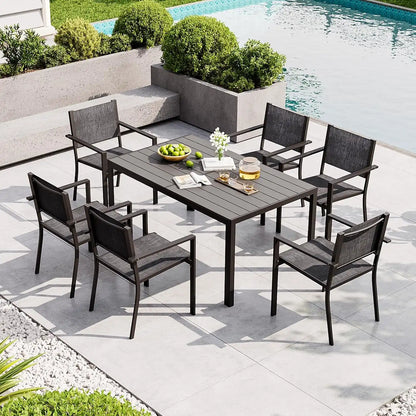 7-Piece Patio Table and Chairs Set for 6, All Weather Patio Dining Sets