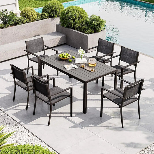 7-Piece Patio Table and Chairs Set for 6, All Weather Patio Dining Sets