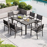 7-Piece Patio Table and Chairs Set for 6, All Weather Patio Dining Sets