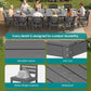 SERWALL HDPE Outdoor Dining Furniture, Outdoor Dining Set for 10, Gray