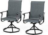 SUNCROWN Patio Swivel Rocker Dining Chairs Set of 2, All Weather High Back Textilene Outdoor Chairs with Sturdy Metal Frame, Swivel Rocking Patio Chairs for Backyard Lawn Garden Porch Deck, Dark Grey