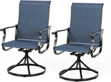SUNCROWN Patio Swivel Rocker Dining Chairs Set of 2, All Weather High Back Textilene Outdoor Chairs with Sturdy Metal Frame, Swivel Rocking Patio Chairs for Backyard Lawn Garden Porch Deck, Blue