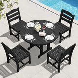 SERWALL 5-Piece Patio Dining Set, 45" Table & 4 Armless Chairs, Black