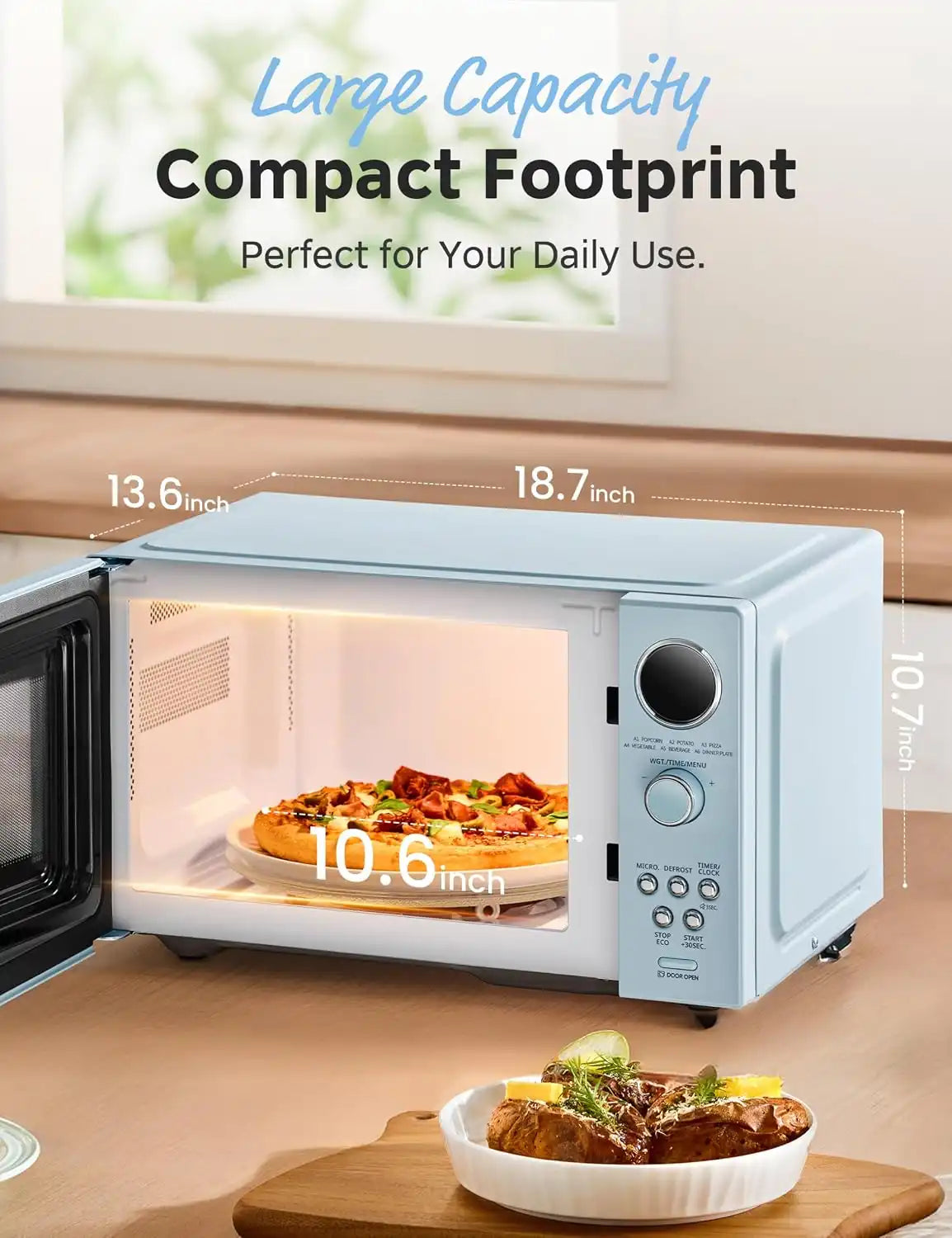 COMFEE' Retro Microwave Oven, 0.9 Cu.Ft 900W Countertop, Green