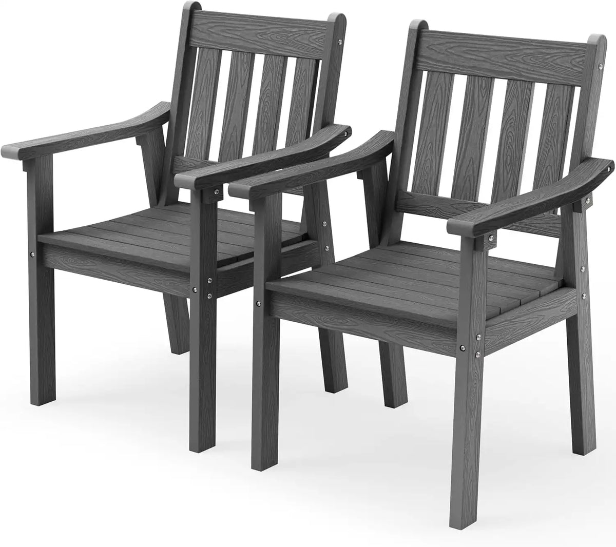 YEFU Outdoor Patio Chairs Set of 2, Weather Resistant HIPS, Grey