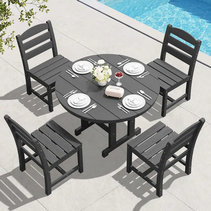 SERWALL 5-Piece Patio Dining Set, 45" Table & 4 Armless Chairs, Grey