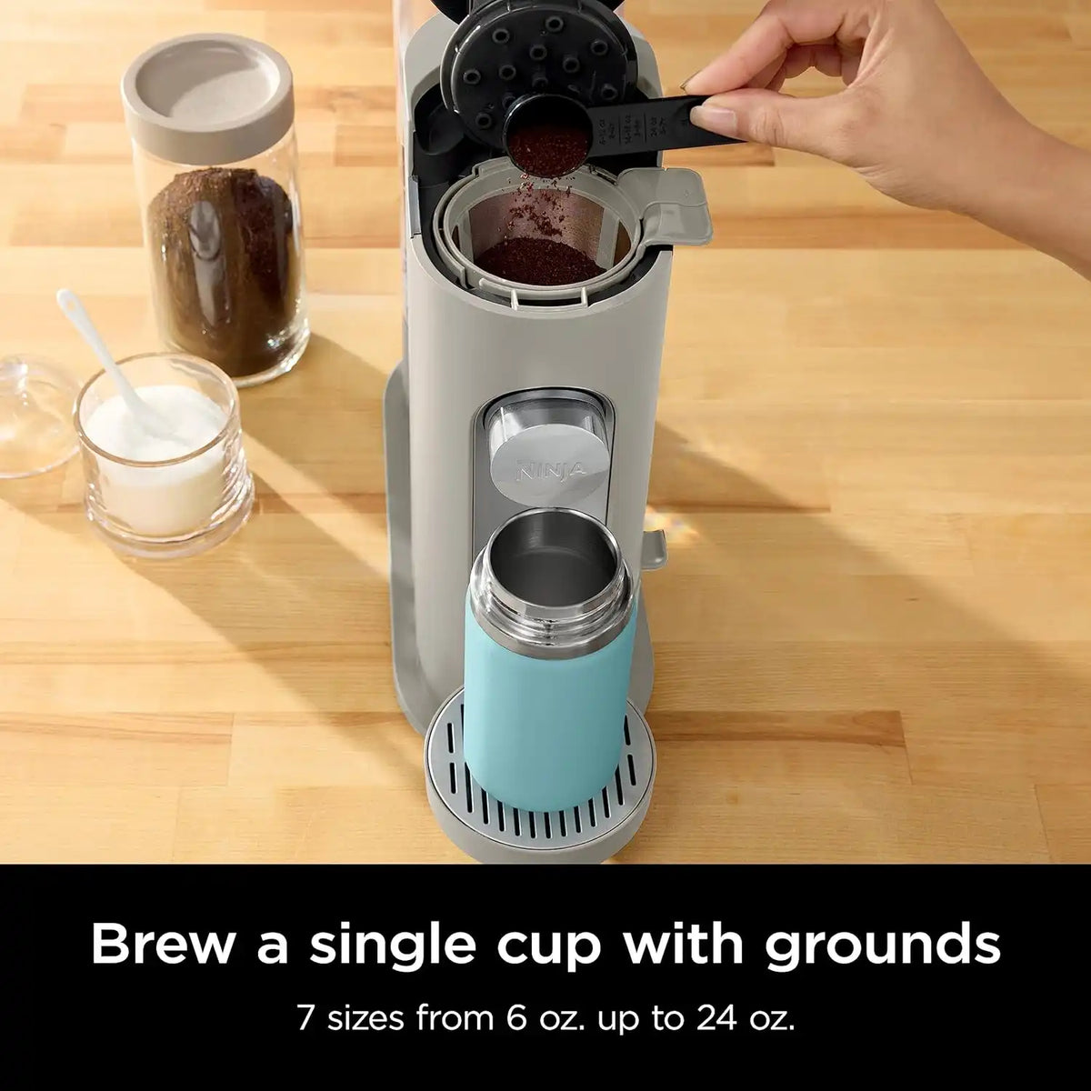 Ninja Pods & Grounds Iced Coffee Maker, K-Cup Pod Compatible, Stone PB041ST