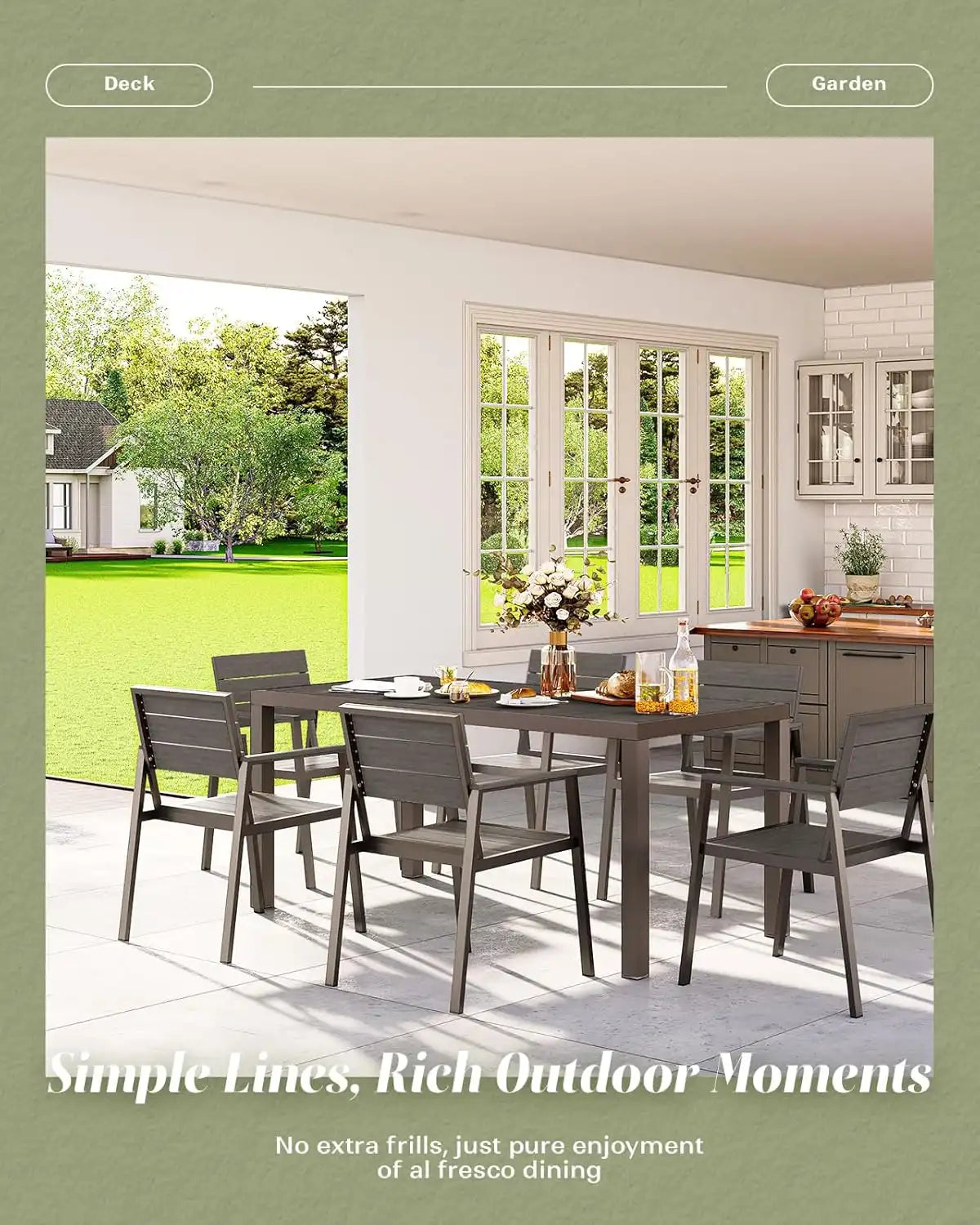Vexwalx 10 Pcs Outdoor Dining Set, 67" HDPS Dining Set for 8, Charcoal