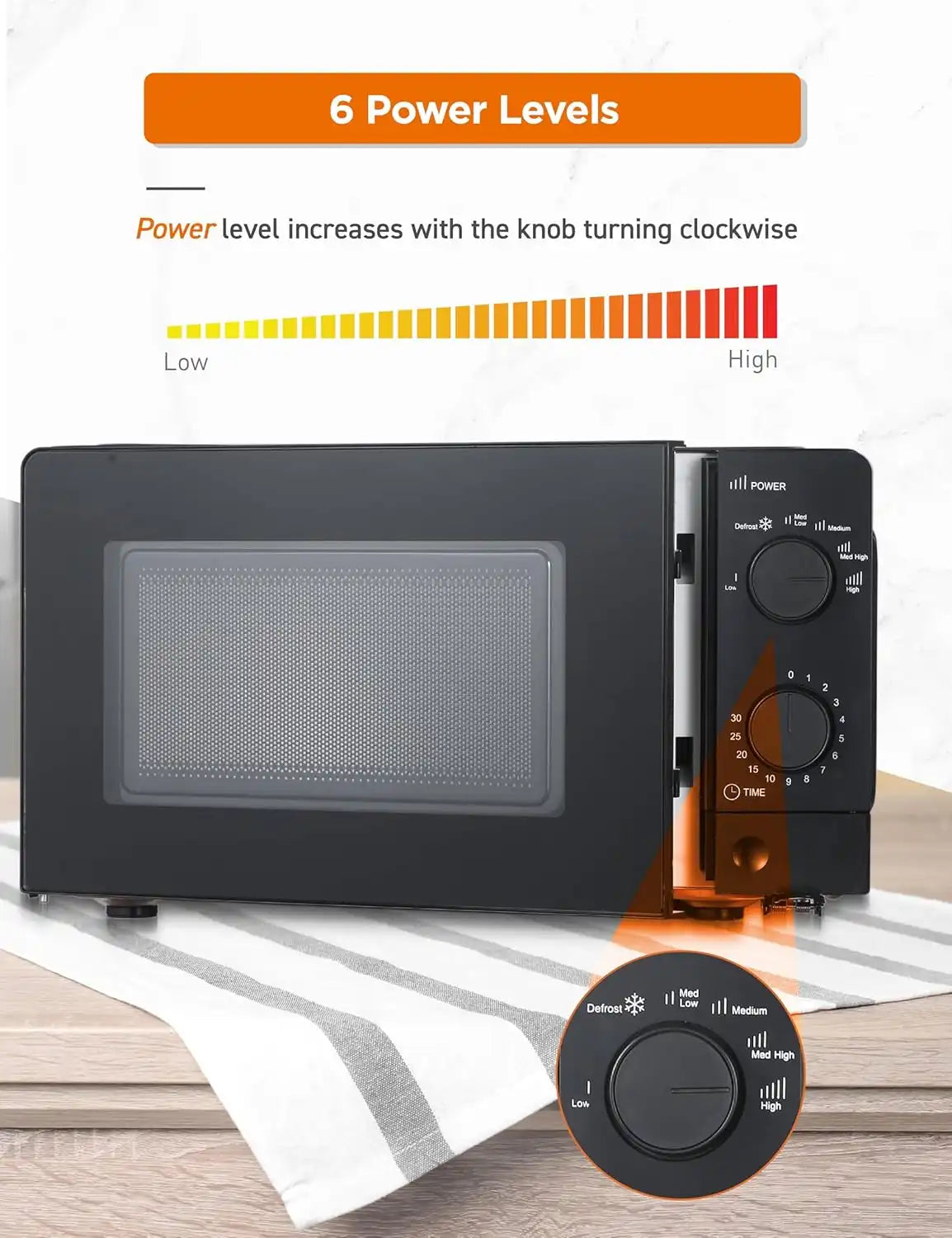 Commercial Chef 0.6 Cu. Ft. Countertop Microwave Oven, CHM660B, Black