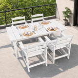THOEOE 5 Pieces Outdoor Table and Chairs, 50" HDPE Dining Set for 4, White
