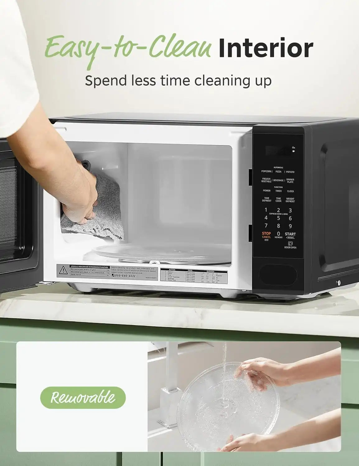 COMFEE' Countertop Microwave Oven 0.7 Cu.Ft, 700W, Black, Child Lock
