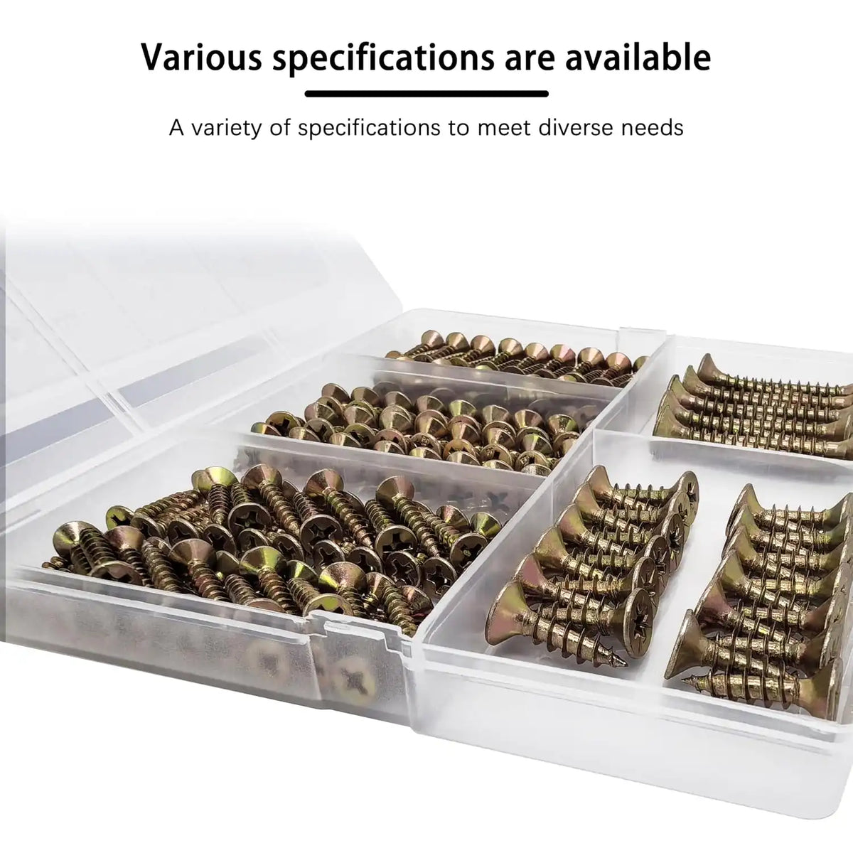 Wood Screws Assortment Kit, 175Pcs, #6#8#10 Self Tapping Screws, Yellow Zinc Plated, Flat Head Phillips Screws Set, Assorted Screws, Screw Assortment, Length 1/2, 3/4, 1, 1-1/2 Inch, Gold