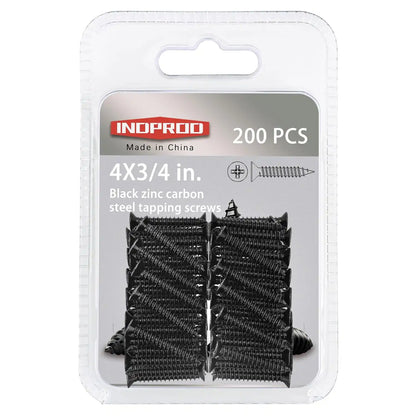 #4 X 3/4" Black Screw,Flat Head Phillips Wood Screw, Electroplating Black Carbon Steel, #4 X 3/4-Inch, 200Pcs
