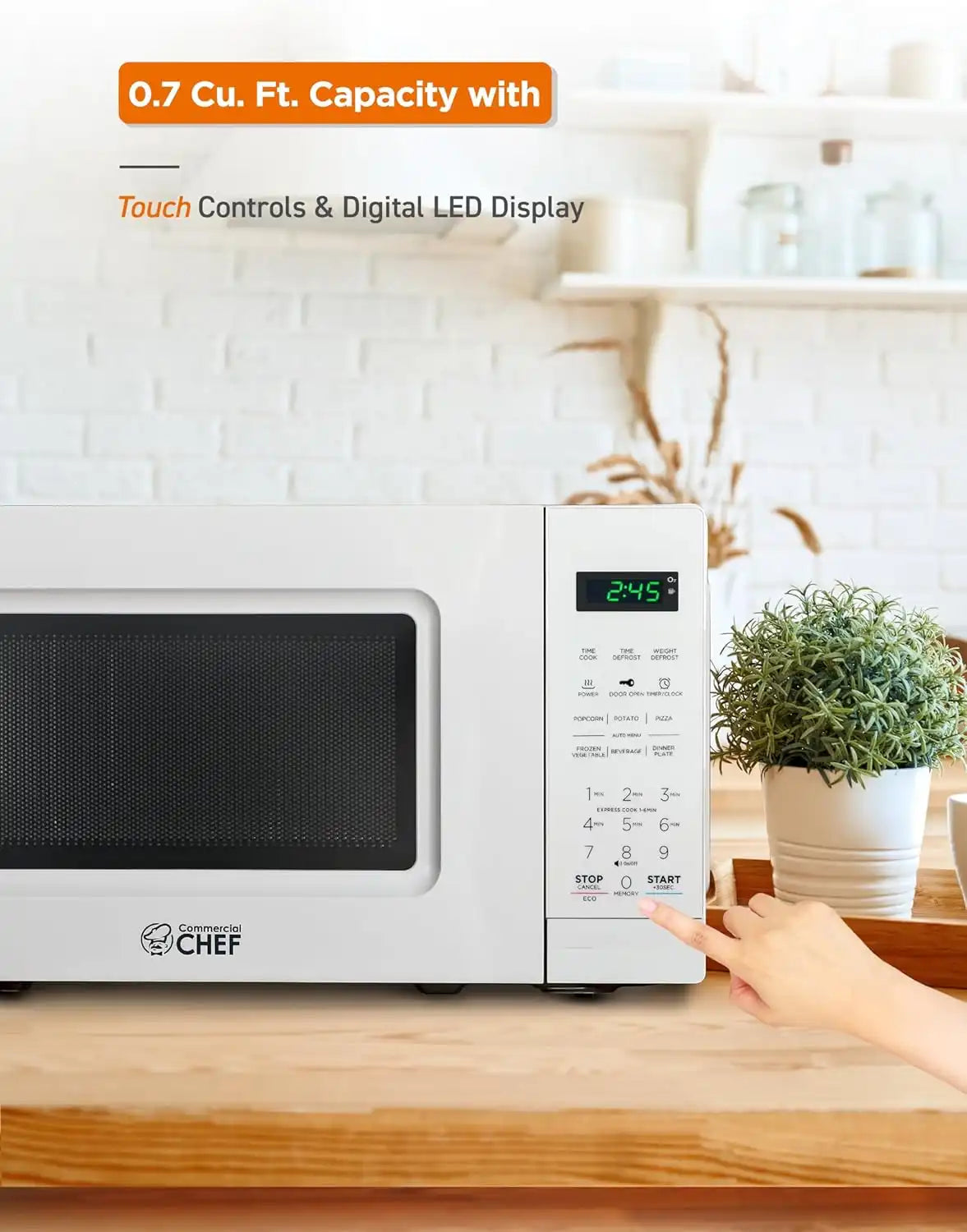 Commercial Chef 0.7 Cu. Ft. Countertop Microwave Oven, CHM7MW, White