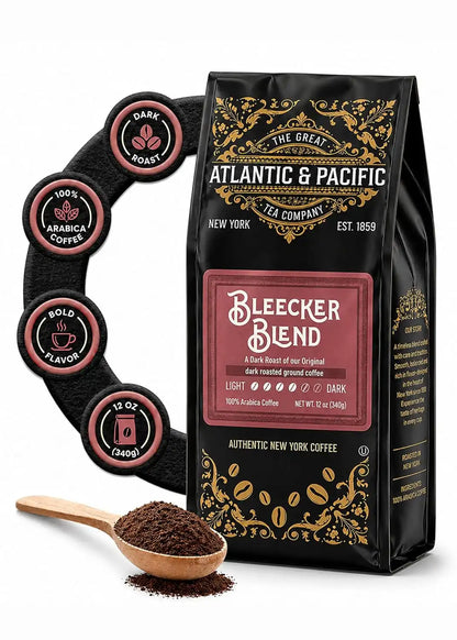 A&P Bleecker Blend Dark Roast Ground Coffee, 100% Arabica, 12 oz