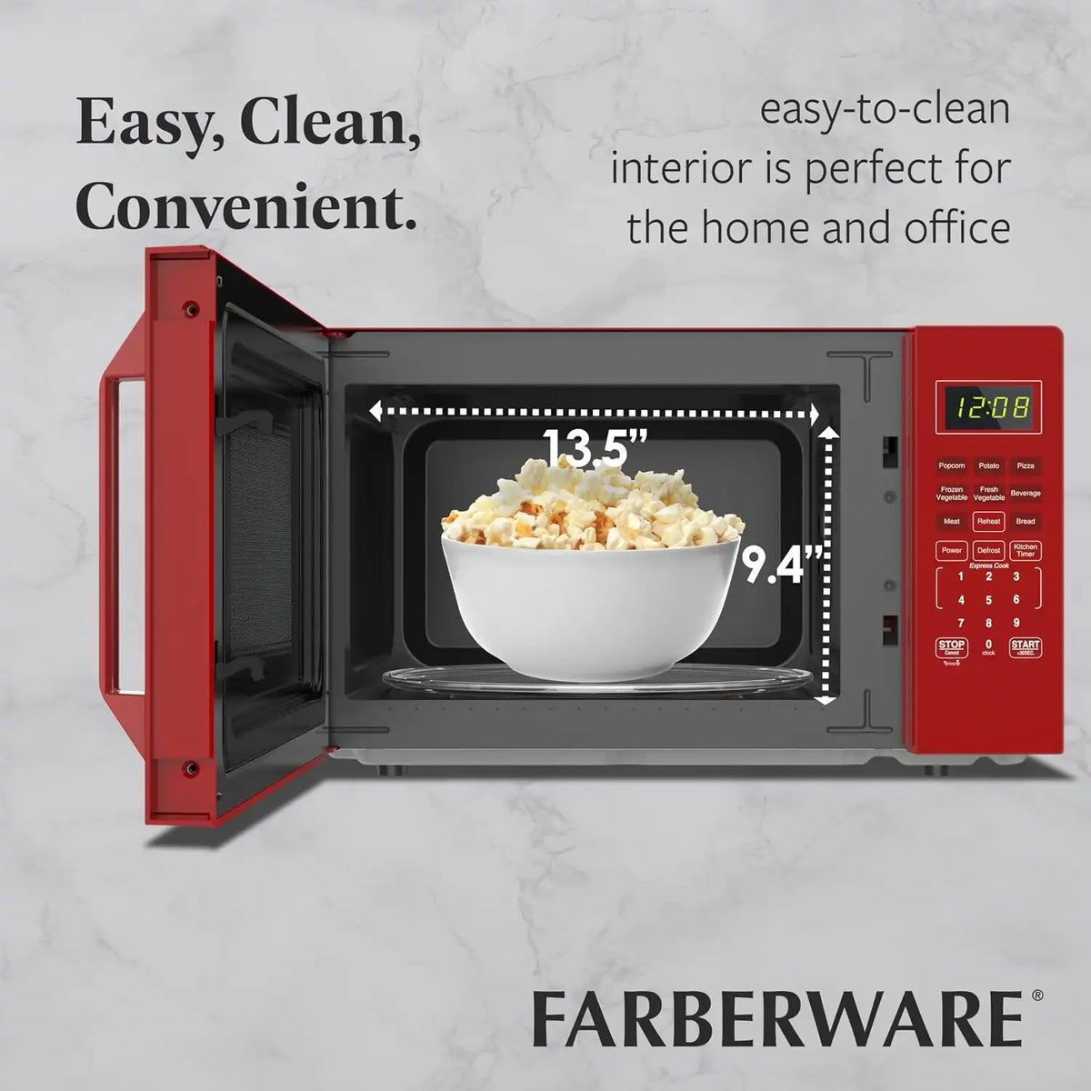 Farberware Red Microwave Oven, 1.1 Cu. Ft., 1000 Watts, Countertop